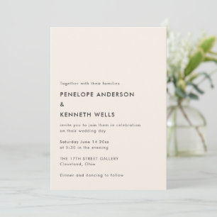 Invitation Mariage minimaliste simple noir ivoire moderne