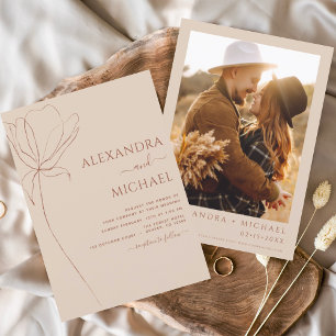 Invitation Mariage minimaliste Terracotta photo Floral
