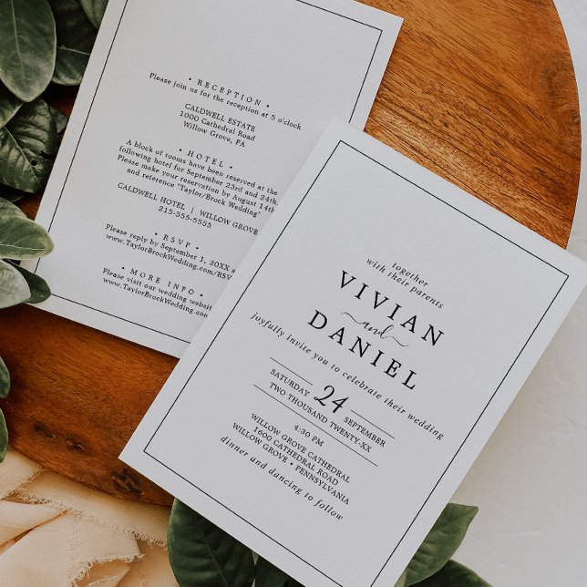 Invitation Mariage Minimaliste Tout En Un (Minimalist All In One Wedding Invitation)