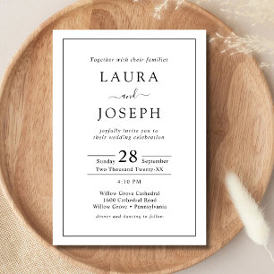 Invitation Mariage Minimaliste Tout En Un Noir Et Blanc