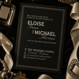 Invitation Mariage Minimaliste Typographie Formel Smoking