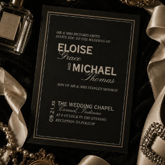 Invitation Mariage Minimaliste Typographie Formel Smoking
