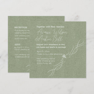 Invitation Mariage minimaliste vert et blanc