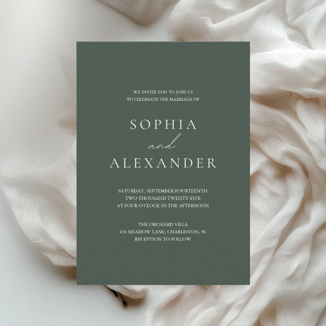 Invitation Mariage Minimaliste Vert Forêt (Créateur téléchargé)