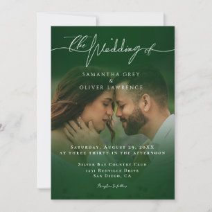 Invitation Mariage Minimaliste Vert Imitation Manuscrite