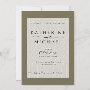 Invitation Mariage minimaliste vert olive