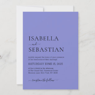 Invitation Mariage Minimaliste Violet Bleu Ardoise Clair