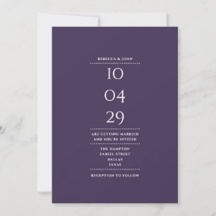 Invitation Mariage Minimaliste Violet Date Tout En Un