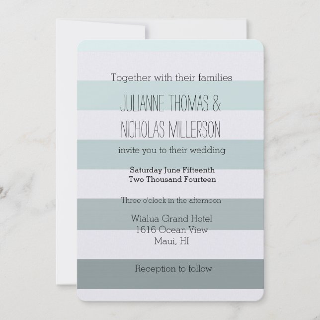 Invitation Mariage Mint Ombre Stripes (Devant)
