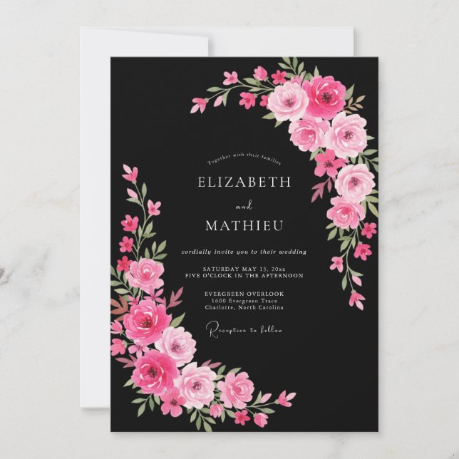 Invitation Mariage Minuit Seduisant Noir (Devant)