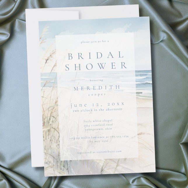 Invitation Mariage Modern de Plage à l'Aquarelle sur le Litto (Modern Coastal Watercolor Beach Bridal Shower Invitation)