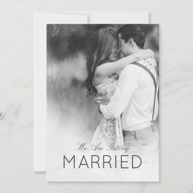 Invitation Mariage Moderne  2 Photo Élégant Noir et Blanc (Devant)