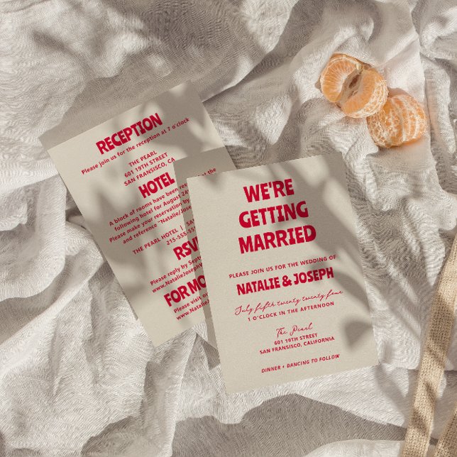 Invitation Mariage moderne à double face coloré rétro Bold (Créateur téléchargé)