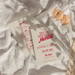 Invitation Mariage moderne à double face coloré rétro Bold