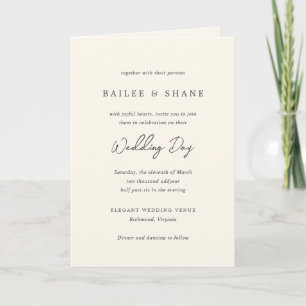 Invitation Mariage moderne à la crème simple