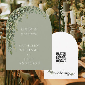 Invitation Mariage Moderne à l'Arche de Sauge et Eucalyptus à