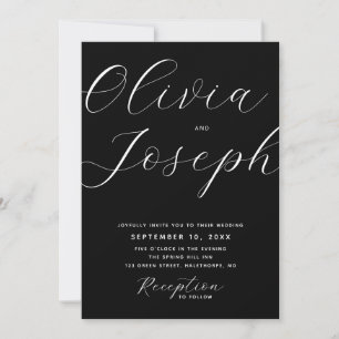 Invitation Mariage Moderne à l'Écriture Noire avec Photo et C