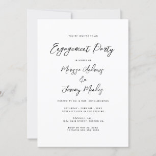 Invitation Mariage moderne à main noire blanche