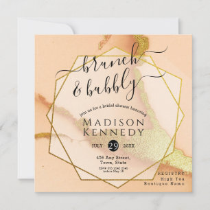 Invitation Mariage Moderne Abstrait Corail Brunch Shower