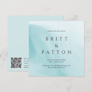 Invitation Mariage Moderne Abstrait Minimaliste Code QR Sépia
