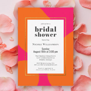 Invitation Mariage moderne abstrait rose et orange