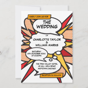 Invitation Mariage Moderne Amusant Bande Dessinée de Style