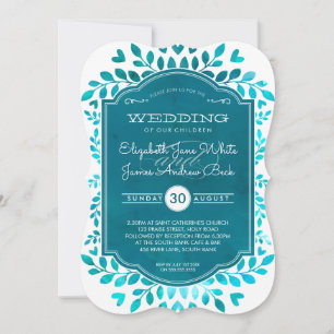 Invitation MARIAGE moderne aqua botanique turquoise couleur b