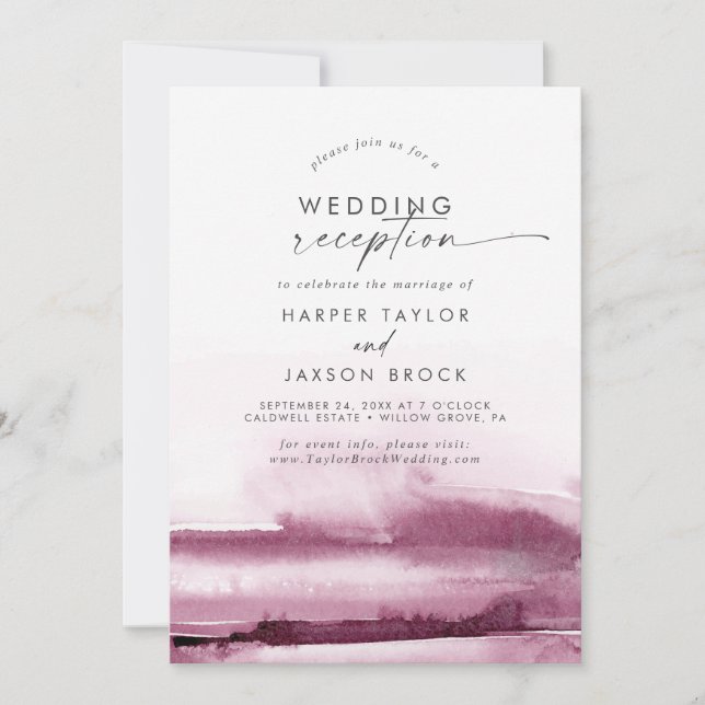 Invitation Mariage moderne aquarelle | Réception de mariage r (Devant)