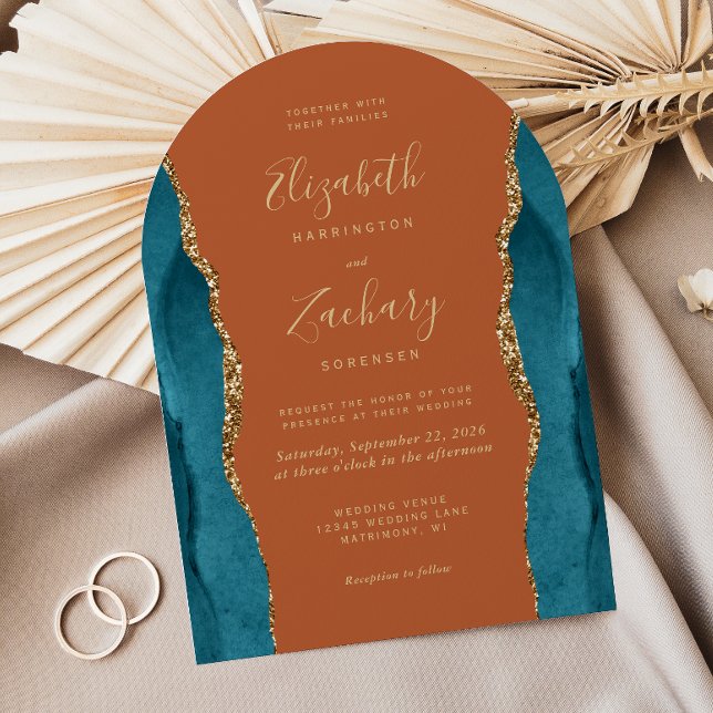 Invitation Mariage Moderne Arc en Teinte de Turquoise et Agat (Créateur téléchargé)