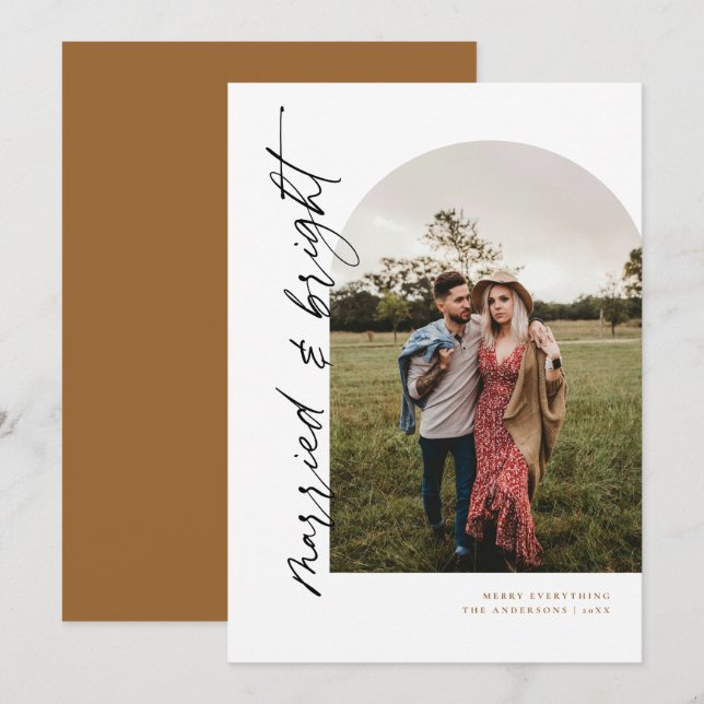 Invitation Mariage moderne Arch et Nouvellement Mariés Vacanc (Devant / Derrière)