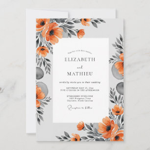 Invitation Mariage Moderne Artistique Orange Brûlé