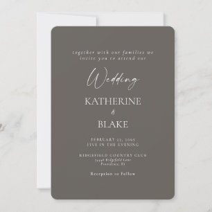 Invitation Mariage Moderne au Charbon de Bois Arrondi