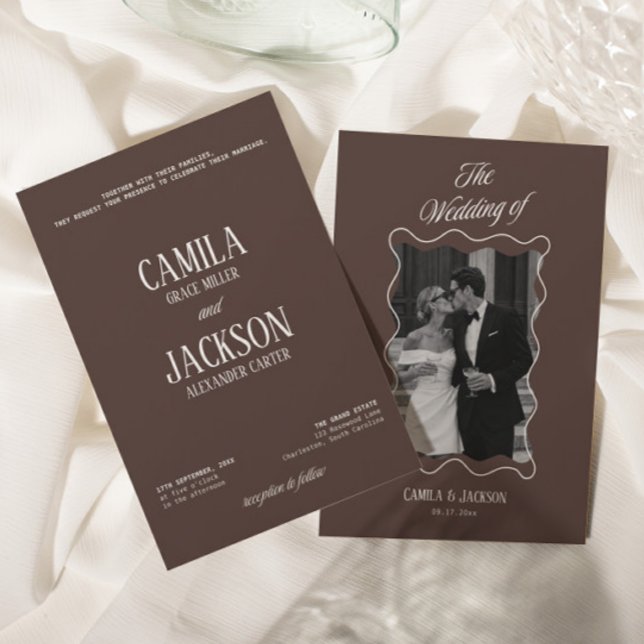 Invitation Mariage Moderne au Chocolat Brun  (Créateur téléchargé)