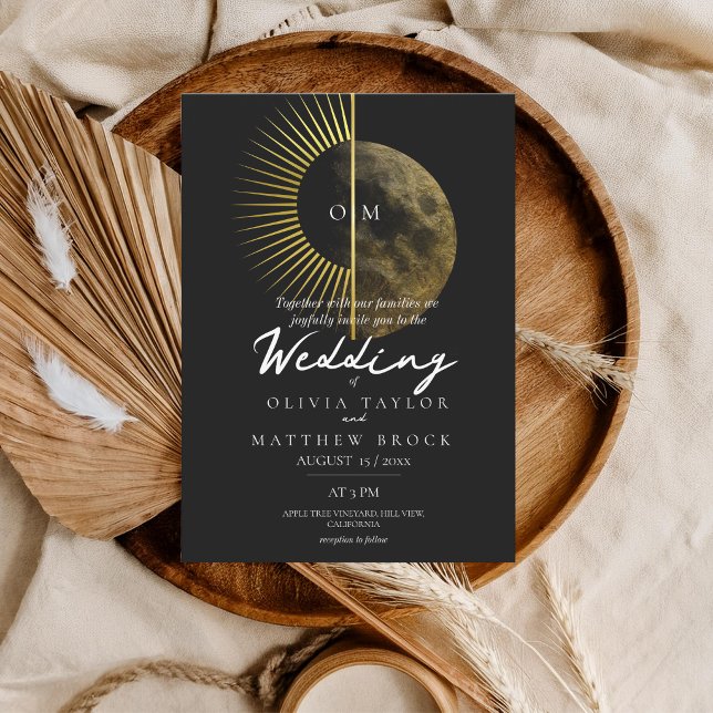Invitation Mariage Moderne au Soleil et à la Lune Célestes (Créateur téléchargé)
