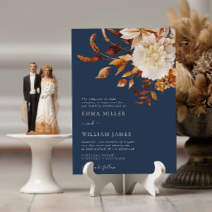 Invitation Mariage Moderne Automne Terracotta Aquarelle Navy