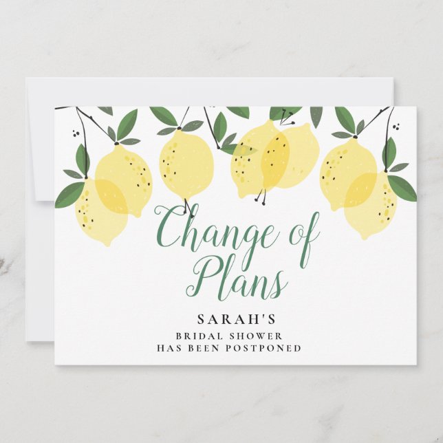 Invitation Mariage Moderne aux Citrons : Changement de Plans  (Devant)