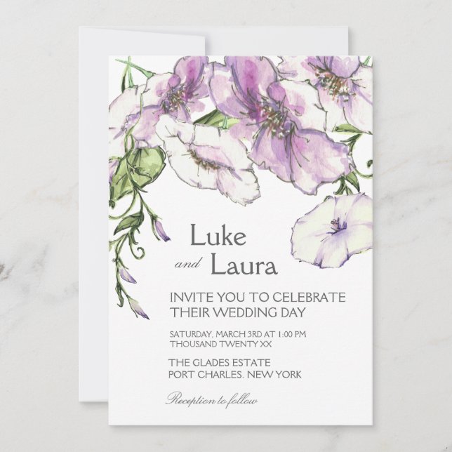 Invitation Mariage Moderne aux Pensées avec Code QR de Photo (Devant)