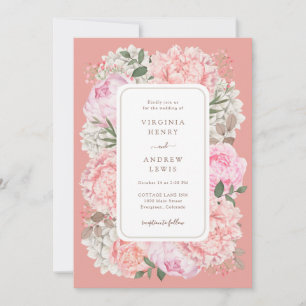 Invitation Mariage Moderne aux Pivoines de Jardin