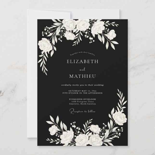 Invitation Mariage Moderne aux Traits Noirs (Devant)