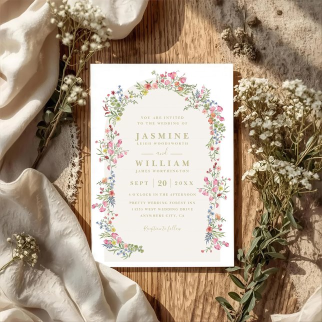 Invitation Mariage moderne avec arche florale romantique déli (Créateur téléchargé)