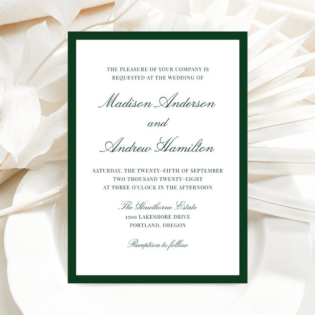 Invitation Mariage Moderne avec Bordure Verte (Créateur téléchargé)