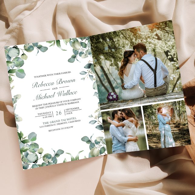 Invitation Mariage moderne avec code QR et collage de photos  (Créateur téléchargé)