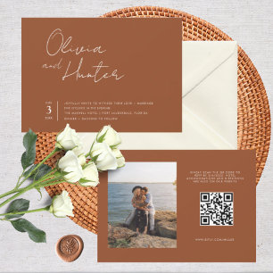 Invitation Mariage moderne avec code QR et photo