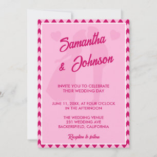 Invitation Mariage moderne avec code QR et rayure chevron ros