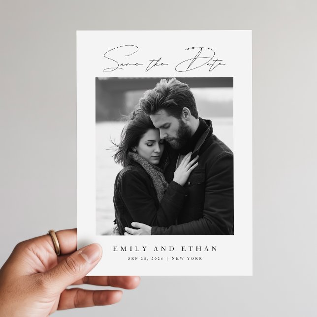 Invitation Mariage Moderne avec Photo en Noir et Blanc et Cod (Créateur téléchargé)