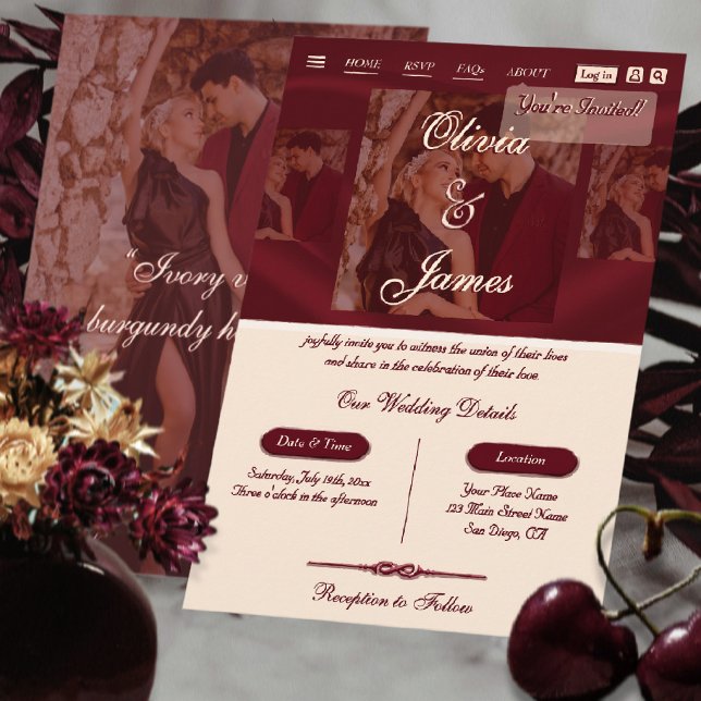 Invitation Mariage Moderne avec Photo en Superposition Script (Créateur téléchargé)