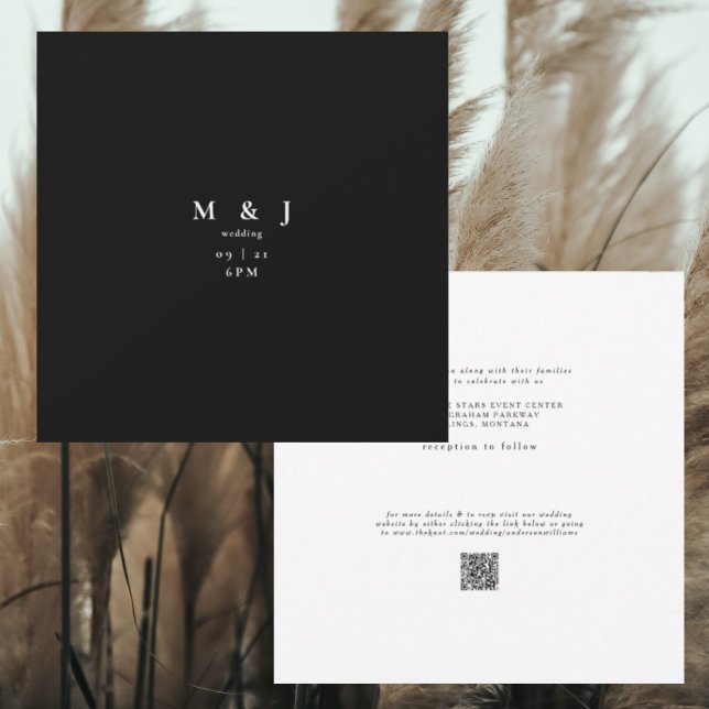Invitation Mariage moderne B/N carré élégant et simple (Créateur téléchargé)