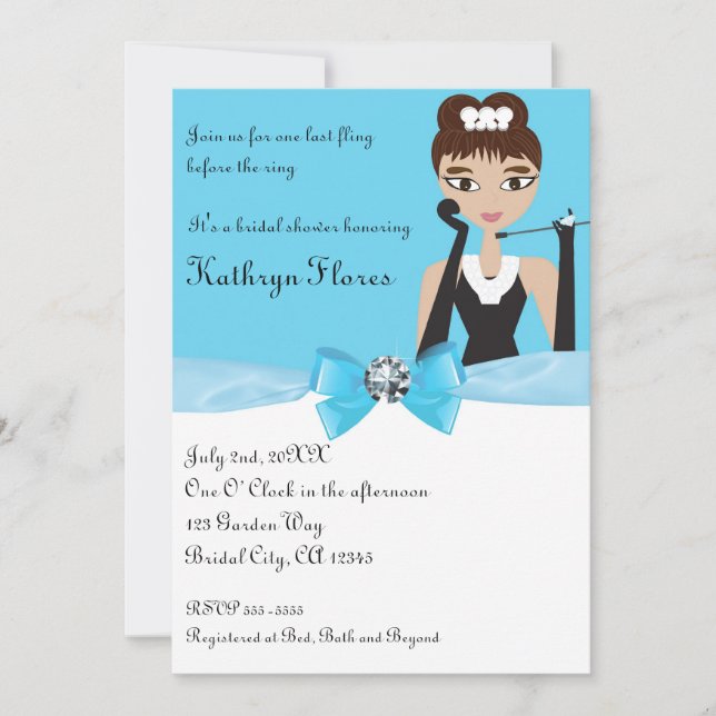 Invitation Mariage Moderne Bleu Cérémonie de Fiançailles Blan (Devant)