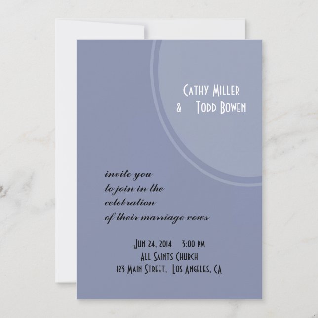 Invitation Mariage Moderne Bleu Clair (Devant)