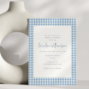 Invitation Mariage Moderne Bleu Clair à Carreaux Gingham